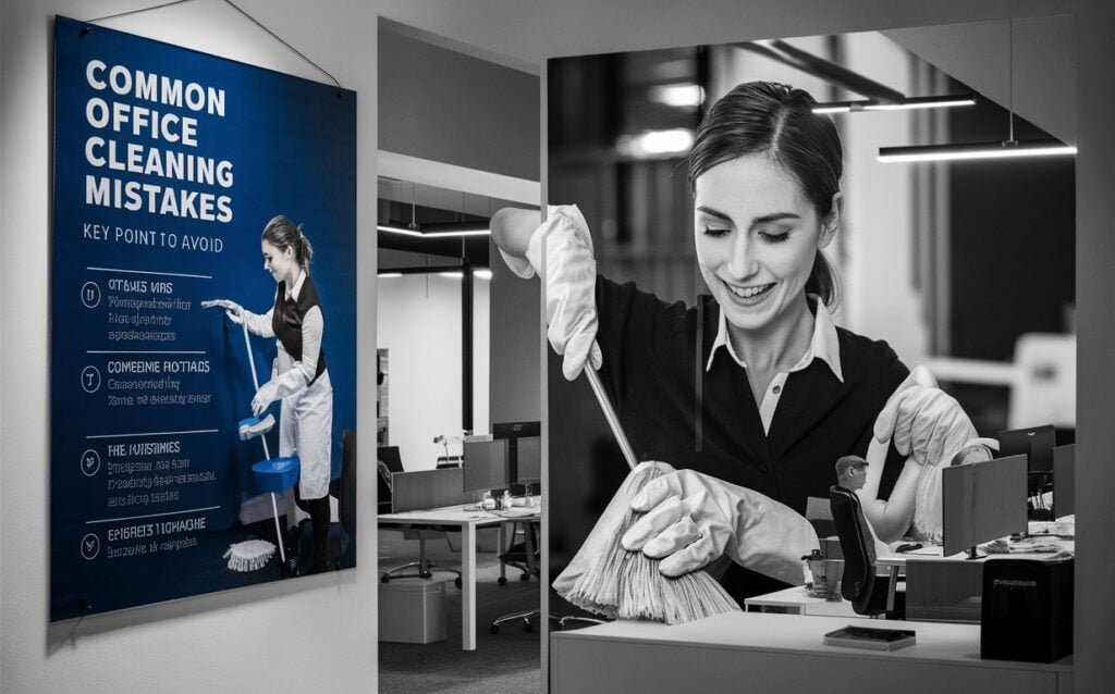 women clean office with mop